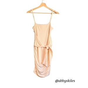 Lovers + Friends Blush Mini Dress Front Tie Ruched Sides BodyCon Medium Flirty